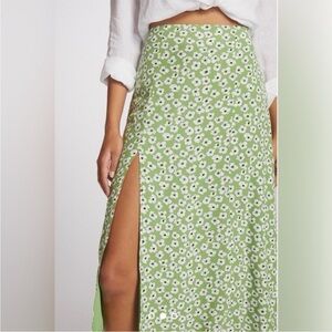 Anthropologie Floral Green Skirt
